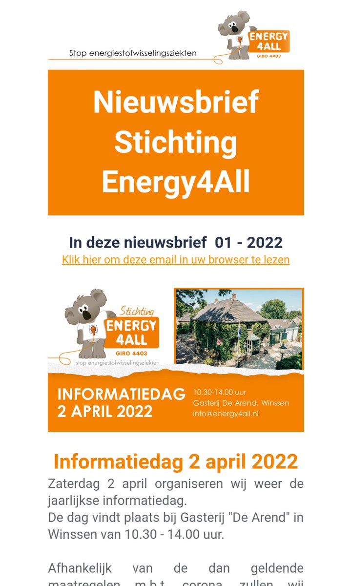 De eerste nieuwsbrief van 2022 is uit. Lees hem hier. Abonneer je nu en ontvang elke twee maanden alle updates en het laatste nieuws ymlp.com/zcLQTs