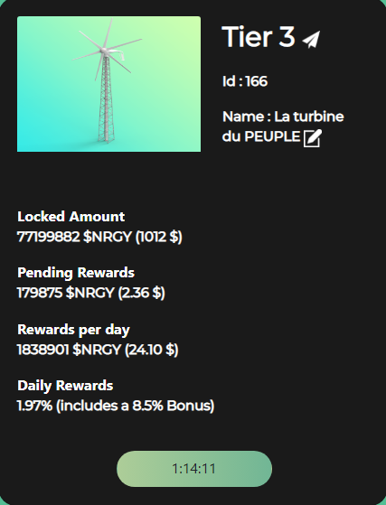 Mentoow_'s tweet photo. Giveaway 🎁

Etant donné que j'ai 3 éoliennes comme ca 

Je vous fait gagner un NFT de @Windfinance d'une valeur de +1000 $ !

Pour participer : - RT le tweet 
                              - Follow @Mentoow_ 
TAS dans 24h https://t.co/Mhc0tFZlwV