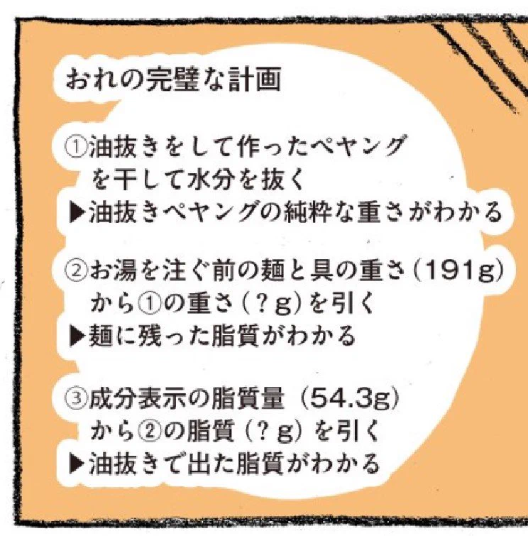 @masudakaoru_ この②、麺に残った脂質量じゃなくて、油抜きで出た脂質量じゃね？
俺もしや間違ってる...？ 