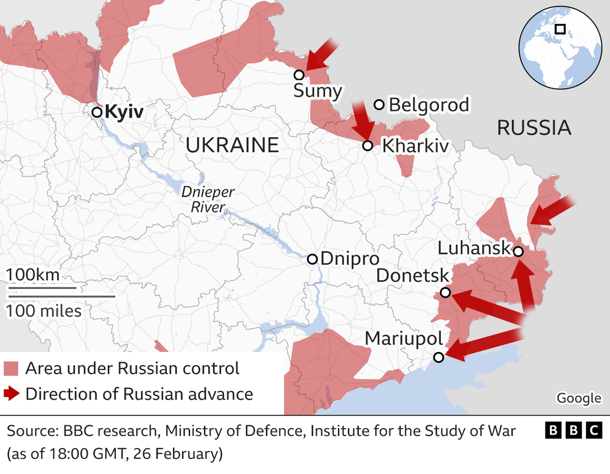 UkraineUpdates4's tweet image. Current #Ukraine invasion visualised: