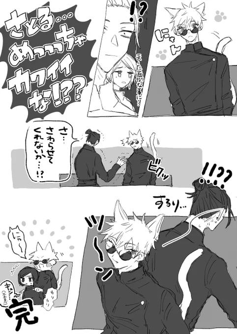 夏五+硝らくがき
猫って構い倒す人より自分に興味なさそうな人のが気になるのでは?と思って描いたけど、実際どうなんすかね…。 