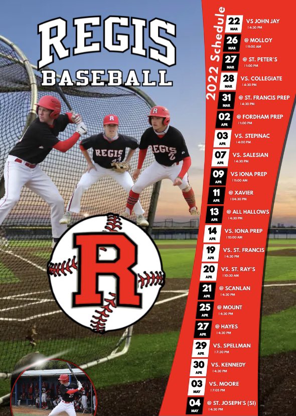 Regisbaseballny's tweet photo. 2022 schedule https://t.co/89lWgwNOrT