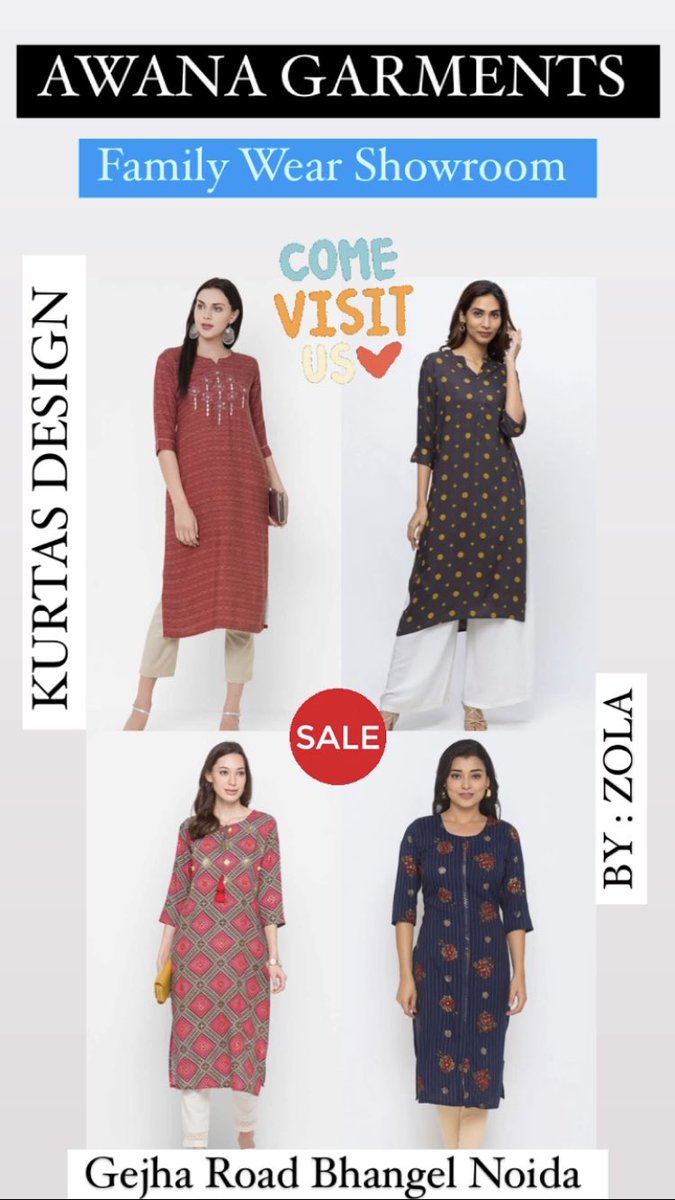 awanagarments's tweet photo. "Jaan hai to Jahaan hai. Aap hain to Hum hain." 
Awana Garments ❤️
Family Wear Showroom 
Gejha Road Bhangel Noida 😊✌️ 
Large variety of Kurta’s are available 
Hurry up Visit our store 🛍
Deals with many brands 😊 
Latest Design by Zola 🌟🌟
#Jockey #USPOLO #BODYCARE https://t.co/KmXDexkpYT