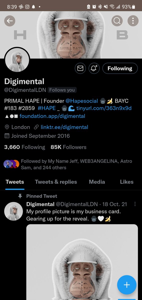 MoerBerTV's tweet photo. Big Boss @DigimentalLDN gave me a follow😤! Feel honored to be part of this family! #HapeNation 🦍💪🏾 https://t.co/fBmpqkSzhO