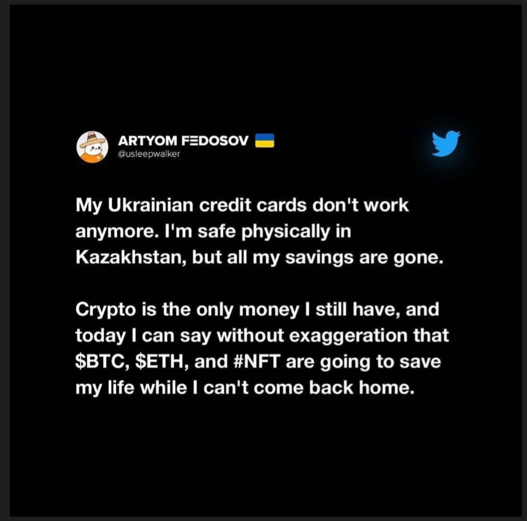 dicesianft's tweet photo. Las #Criptomonedas salvando vidas. 
🇺🇦 https://t.co/AAMtuNYFkK