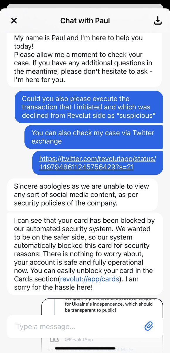 EMedne's tweet photo. @RevolutApp @Digital_Magss @RevolutApp your Twitter team and Chat team are living in silos disguised as “security”. I’d like to speak to your colleague who is in charge of Service Design @RevolutInsider https://t.co/vHbk8xu851