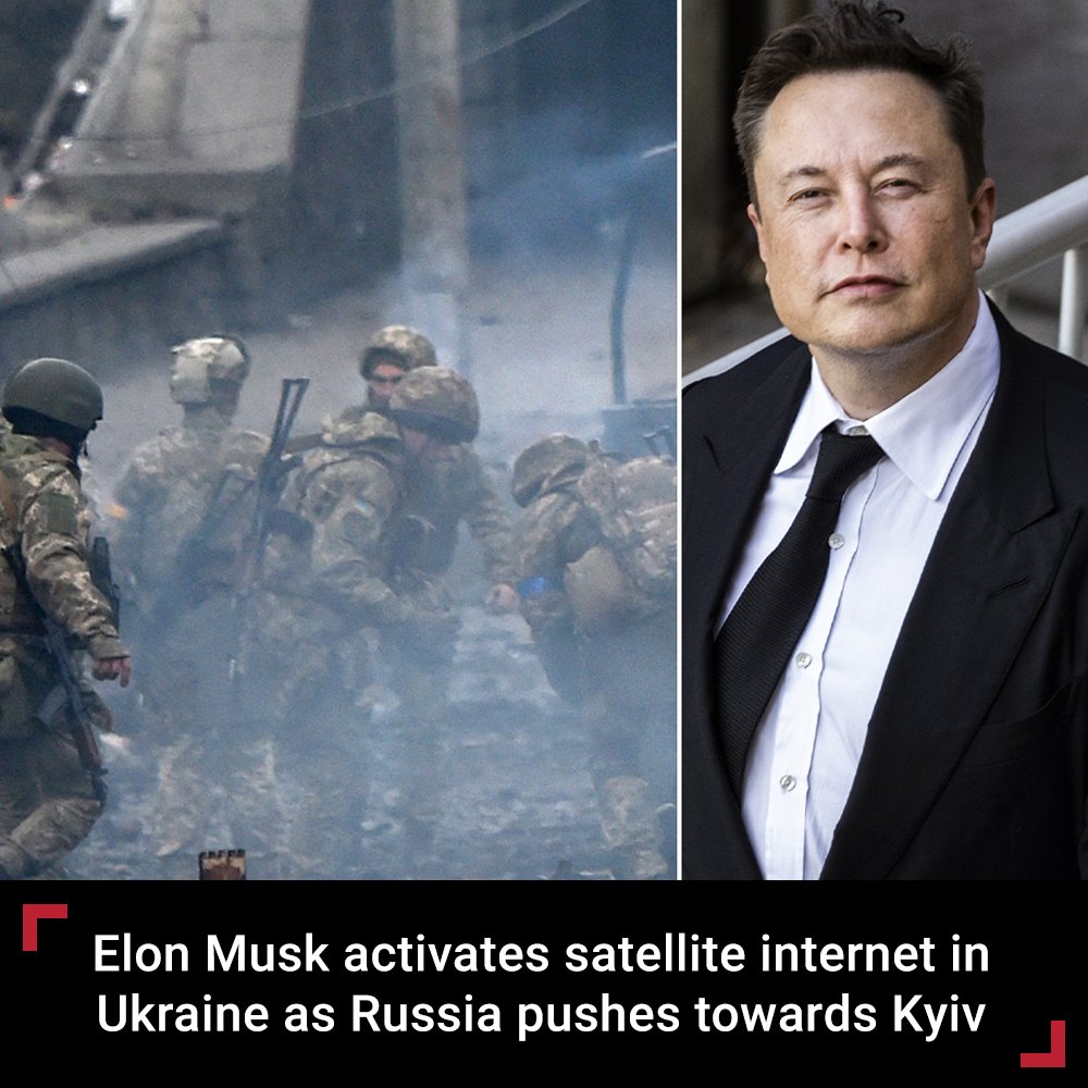 ANSWERING THE CALL: Elon Musk sent the satellites to boost internet service for Ukrainians after a country official asked the SpaceX founder for help. fxn.ws/3tclGwn