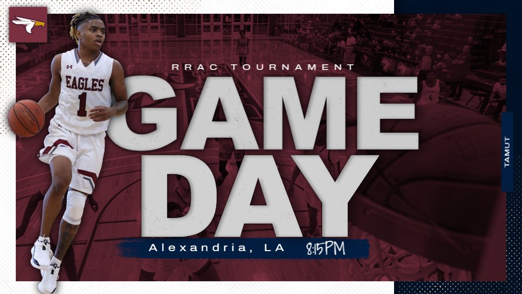 TAMUT_Athletics's tweet photo. 🏀RRAC TOURNAMENT GAMEDAY🏀

🆚  @LCU_Wildcats 
🏟  Rapides Parish Coliseum | Alexandria, LA
⌚️  8:15 PM
📺  https://t.co/XgCdcRAh7e
📊  https://t.co/ENFNcArERh

Go Eagles!!

#tamutathletics https://t.co/9hAbSLFAaX