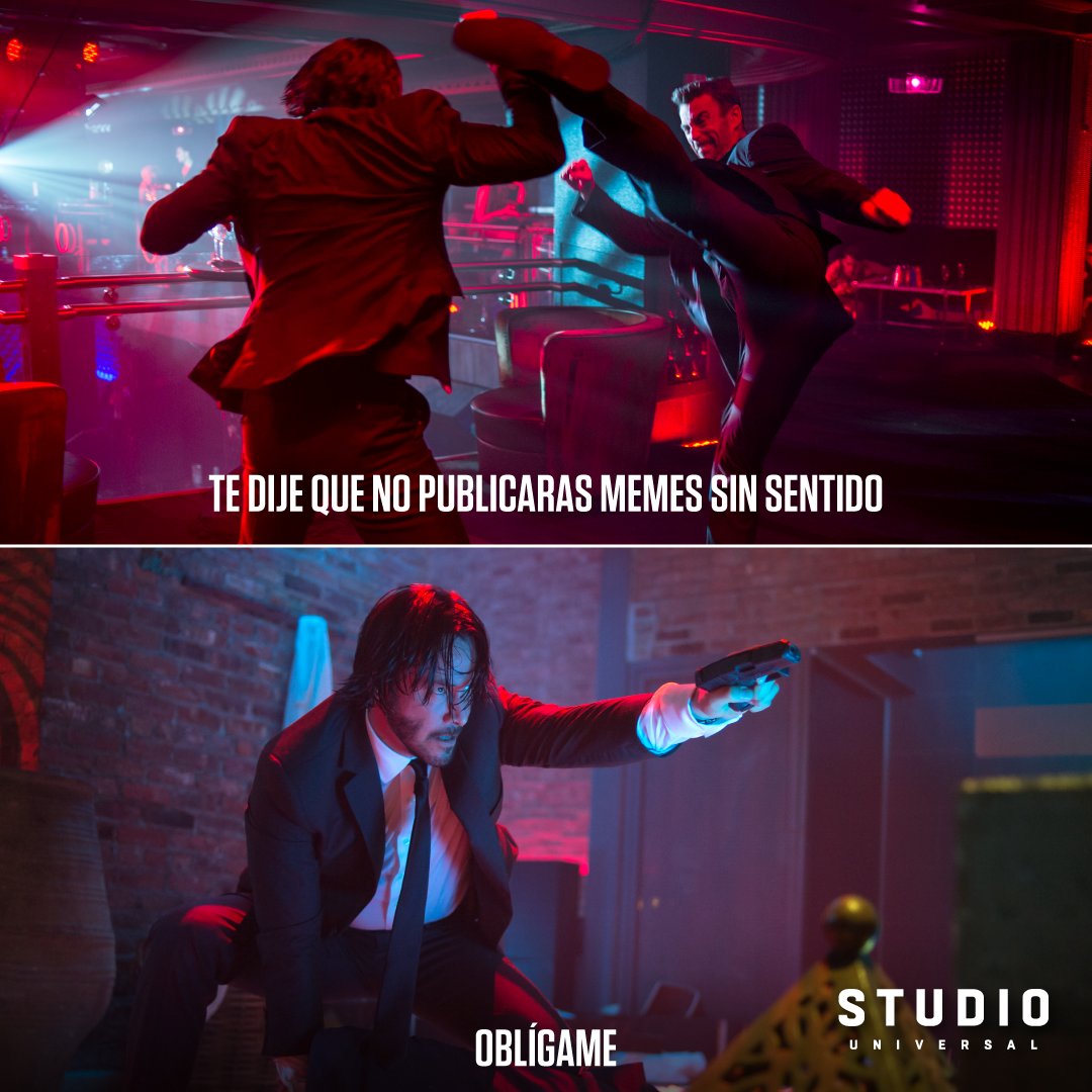 SUniversalTv's tweet photo. ¿Quién se atreve? 😂👆 Fanáticos de los memes y de #KeanuReeves los invitamos a ver esta noche #JohnWickSinControl a las 20:00 MX/22:00 AR.
📸: Warner Bros. Media https://t.co/whYBy4NOm0