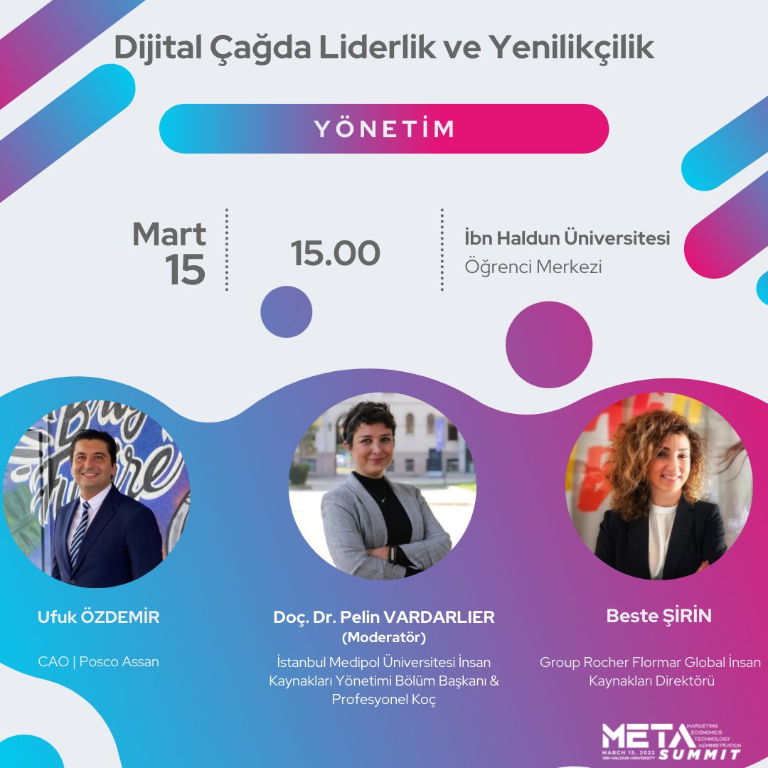 METAsummit's tweet photo. Doç. Dr. Pelin VARDARLIER (@pelinvardarlier) moderatörlüğünde Ufuk ÖZDEMİR ve Beste ŞİRİN'in ağırlanacağı META Summit 22', 15 Mart Salı günü bizlerle.🤩

Sektörün önde gelen isimleriyle buluşma fırsatını kaçırma, sen de yerini ayırt! Biletler için link bio'da.🚀

#METASummit22 🔜 https://t.co/l1MxTppX77