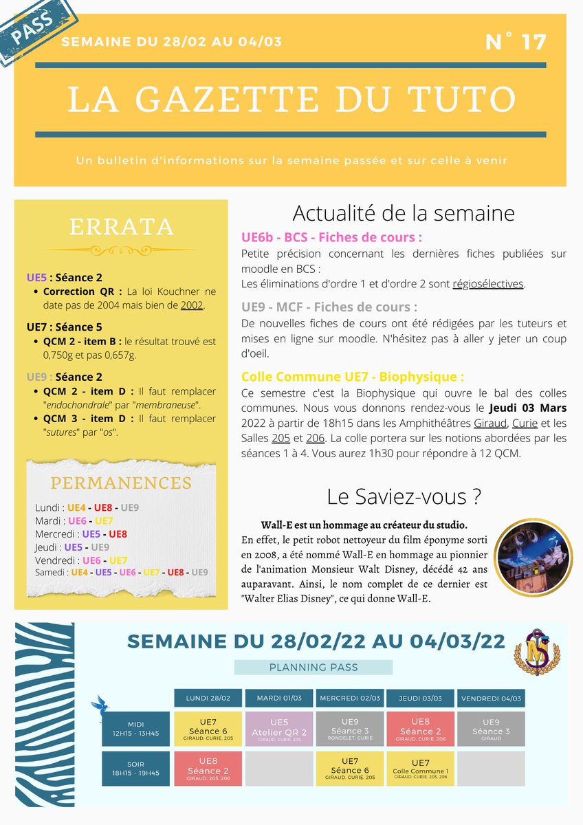[GAZETTE DU TUTO N°17]

Bonsoir,

Voici la dix-septième gazette du tutorat!

Bonne lecture et bonne soirée ☺️