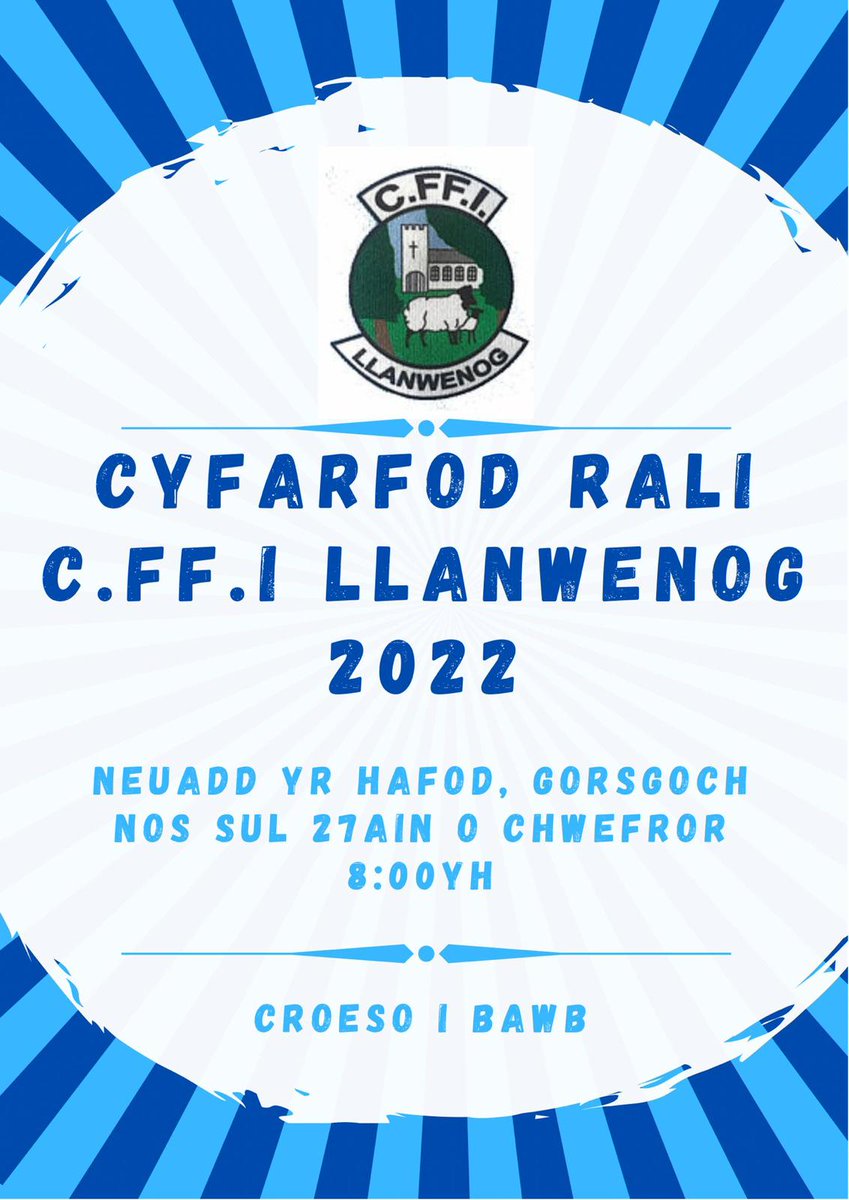 Cofiwch am gyfarfod rali heno!

#RaliCardi2022

<a href="/CeredigionYFC/">CFfI Ceredigion YFC</a> 
<a href="/Clonc360/">Clonc360</a>