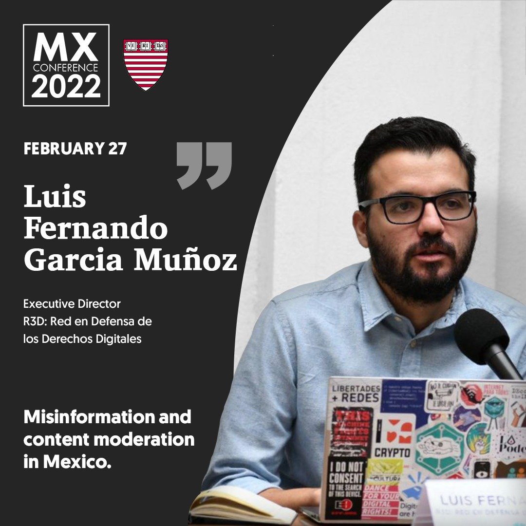 HarvardHUMAS's tweet photo. A las 12 MEX @ilunapla, @tumbolian, María Andrea Valles #GoogleMX y Salomón Woldenberg #MetaMX hablarán cómo combatir la desinformación y proteger los derechos de los usuarios en internet.
Mesa organizada y moderada por @rodrigo_ptf.
Acceso virtual en https://t.co/JQAec6HxvB. https://t.co/OBl8thu5HL