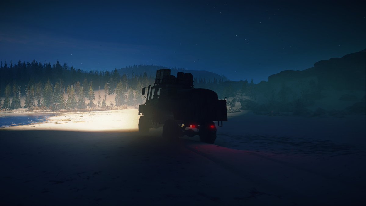 NeonGPLogistics's tweet photo. Night time drive.  #SnowRunner now has photo mode! #virtualphotography #trucking #offroad https://t.co/c2PWiYx66X