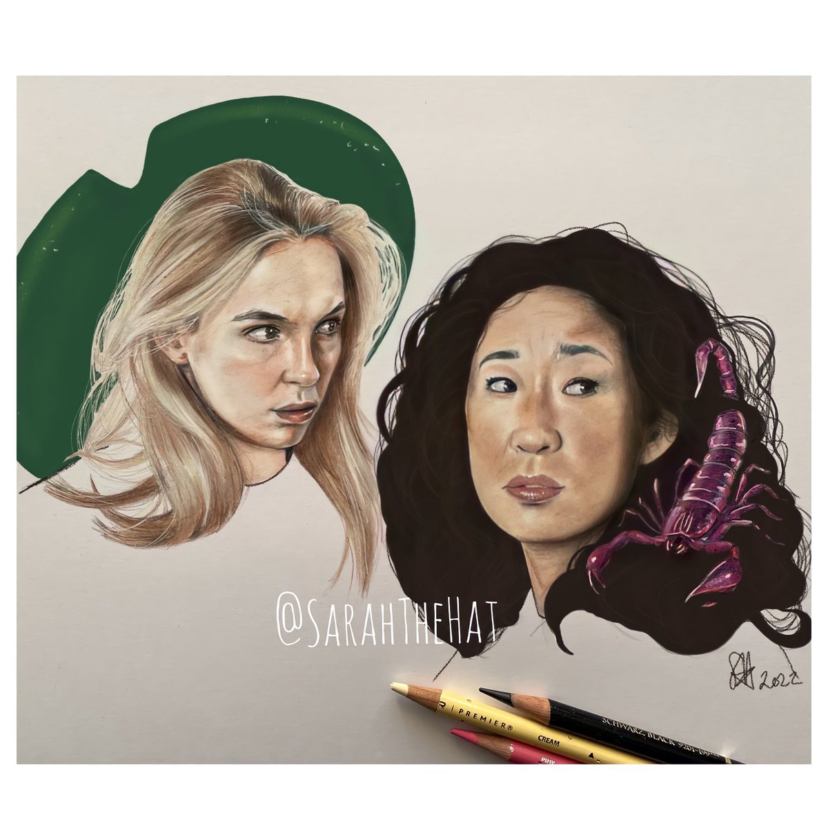 SarahTheHat's tweet photo. ‘Maybe you’re the scorpion’.. 🦂 obviously had to do some @KillingEve #fanart ready for the next season!please let me know what you think!  #villanelle #KillingEve #jodiecomer #sandraoh https://t.co/7yDwF1Fd68