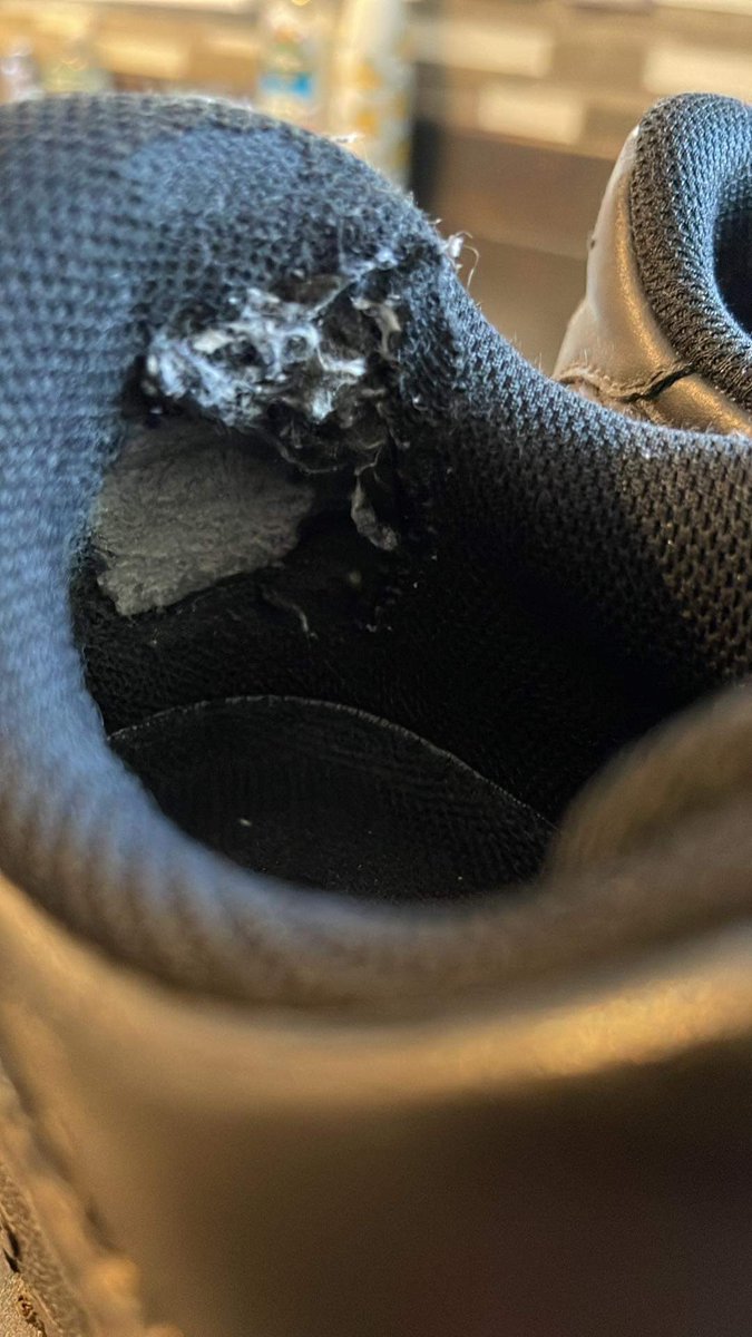 v5shellyoung's tweet photo. @Nike pretty disappointed in the Air Force trainers I brought both my boys for school last September less than 5 months wear and they have completely fallen apart!! How can I contact someone? https://t.co/CVfuZjSQwu