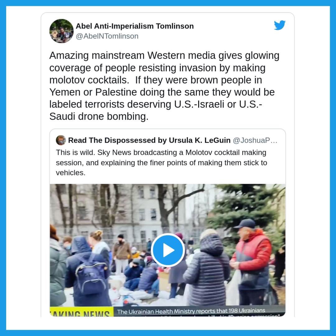 #opinon: Social media users accuse the media of hypocrisy in its coverage of Russia’s invasion of Ukraine compared with other conflicts aje.io/fuzpwd

🔑🤔 #samuelhuntington #edwardsaid #thomashyllanderiksen #noamchomsky