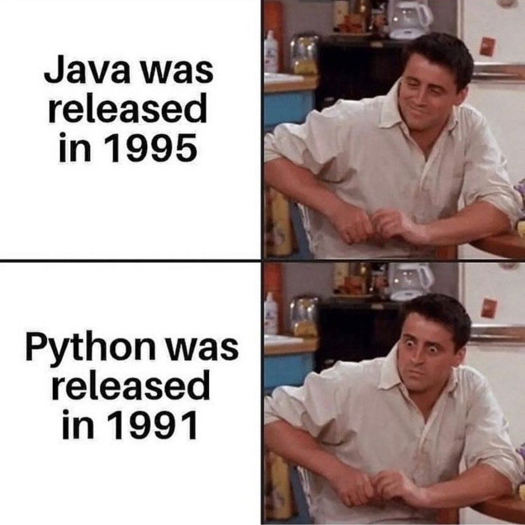Wow, I didn't know Python is older than Java 👀

Idk why