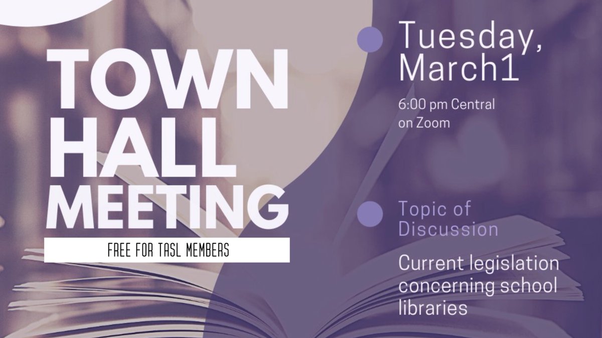 TASLTN's tweet image. Join us tomorrow night for the TASL TOWN HALL as we discuss current and proposed legislation. Register here: bit.ly/3M2KUGg #FreeForMembers #Freadom #BetterTogether
