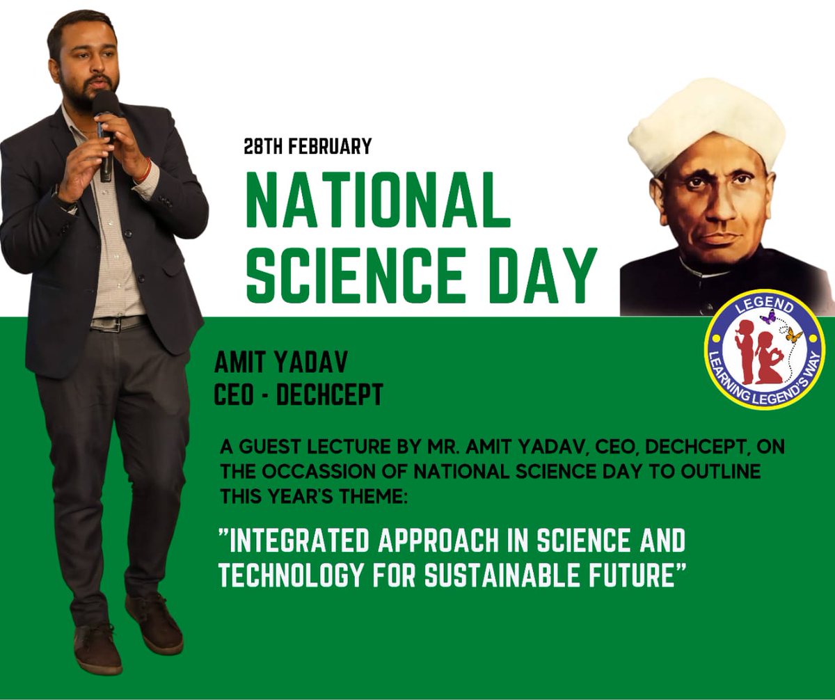 growthbyamit's tweet photo. Tomorrow, on the occasion of National Science Day, we will be speaking and guiding students on Integrated Approaches in Science and Technology for a Sustainable Future.
#nationalscienceday #students #legendpublicschool #Dechcept https://t.co/BqF03zLqWA