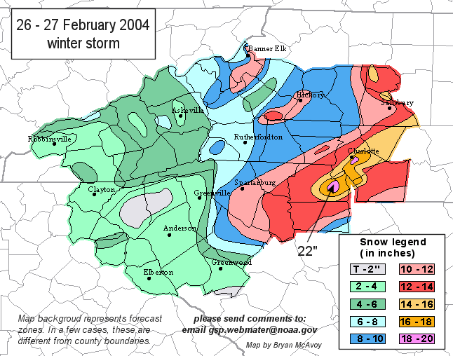 wxbrad's tweet photo. 18 years ago we had the 3rd biggest snowstorm in #Charlotte history. My 4x4 Jeep came in very handy as I got ready to go to work. Charlotte set a daily snowfall record on February 26, 2004, of 11.6", 2 day total of 13.2", was the 3rd biggest storm in history. #snOMG #cltwx #ncwx https://t.co/7RV7bRkBKc