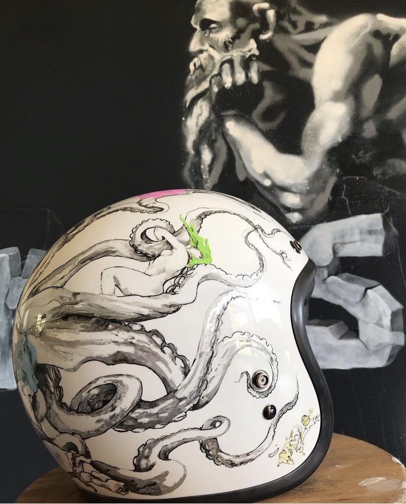 Others views of my motorcyclehelmet custom #kraken #pinups #motorcycles