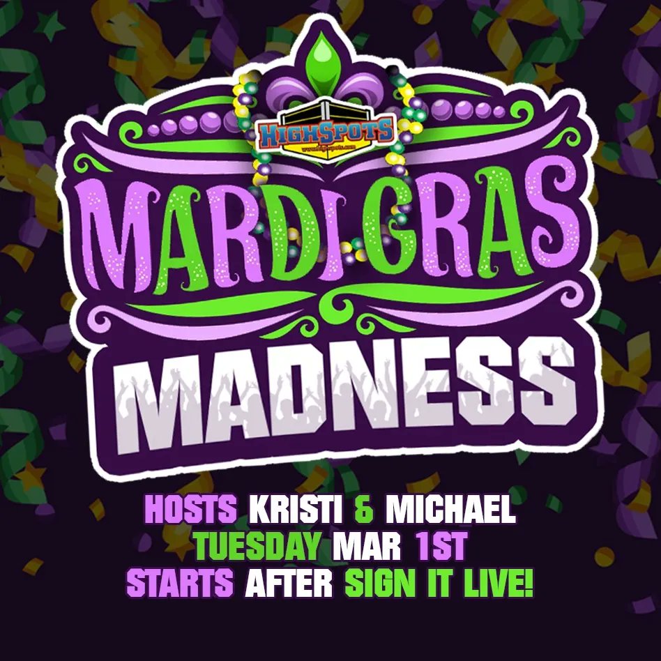 Highspots's tweet photo. Pre-orders are LIVE now!
Head over to https://t.co/HHKzRusWrq to get yours for:
SIL 3/1 w @MadisonRayne
VGT 3/3 w Cowboy Bob Orton
Directly after SIL on 3/1, join us for Mardi Gras Madness w @KristiSchoepfer & @doubledeac
#MadisonRayne #BobOrton #SIL #VGT #Highspotsauctions https://t.co/fBMNceDtUZ