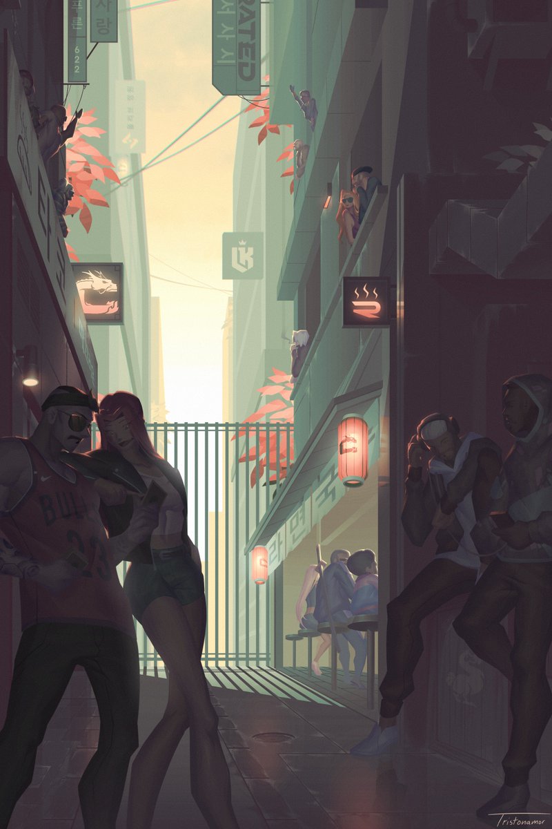 tristonamor's tweet image. "a quiet day down at little seoul" // CG