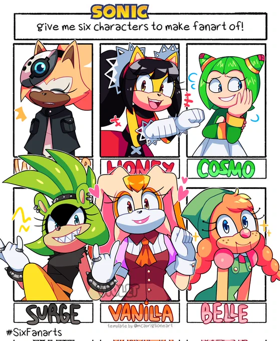 Finally!! Here's six Sonic characters you asked me to draw! 💖 