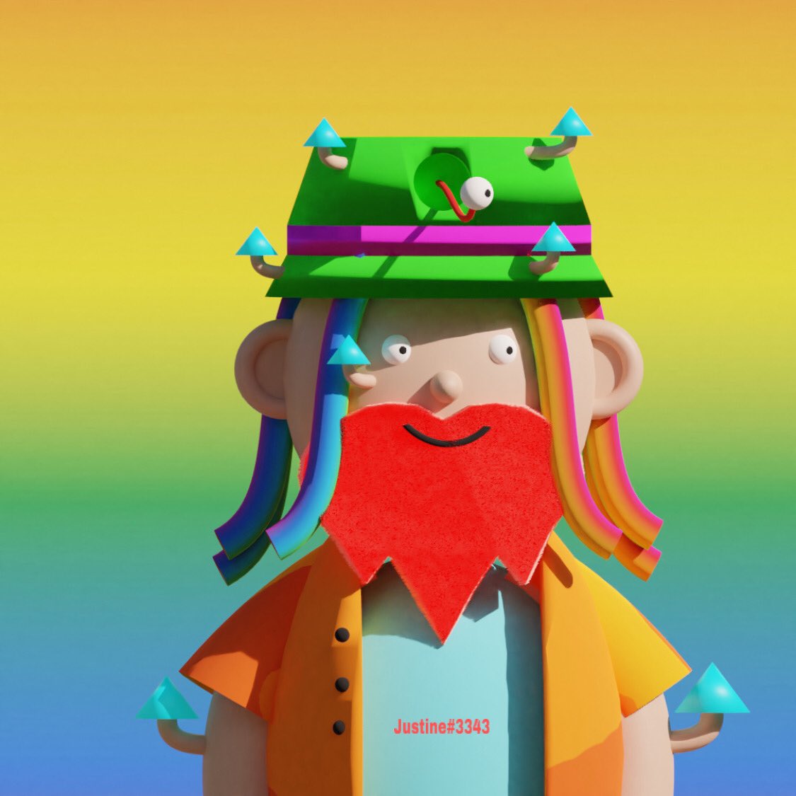 urfavlibrababy's tweet photo. we’re going on a trip, in our favorite rocketship 🚀🚀🚀

here’s Mushroom Head from @DippiesNFT ‘s sneak peeks 👀 but made it my own 3D art 🍃🌈☀️

#NFTartwork #Dippies #3dartwork #nftart #FANART #NFT https://t.co/ErFNpzCl02