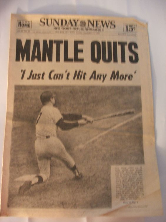 Mickey Mantle announces his retirement, February 28, 1969.