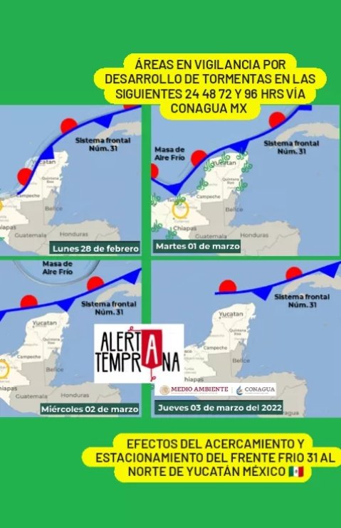 AlertaGt502's tweet photo. Actualización
27/02/22

La Vaguada asociada al #FrenteFrio31 dejará acumulados totales de lluvia hasta de 150mm en #AltaVerapaz #Quiché 75mm en #BajaVerapaz 50mm en #Huehuetenango #Izabal #Zacapa y la #BocaCosta 

Viento de hasta 40kmh en #Jutiapa #SantaRosa

#ClimaGt #TráficoGt https://t.co/fJCnlIGbvB