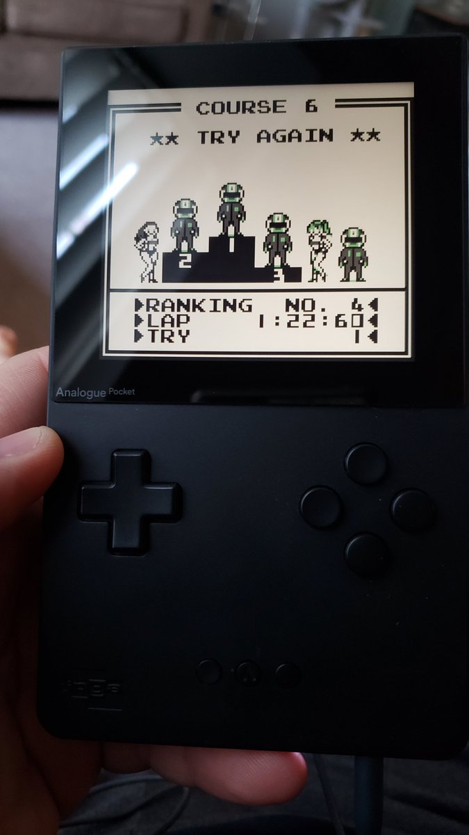 Everyone one my feed is trying to play #ELDENRING and I am still trying to beat #F1Race from 1990....wondering if anyone actually beat this game?  #analoguepocket #GameBoy #retrogaming