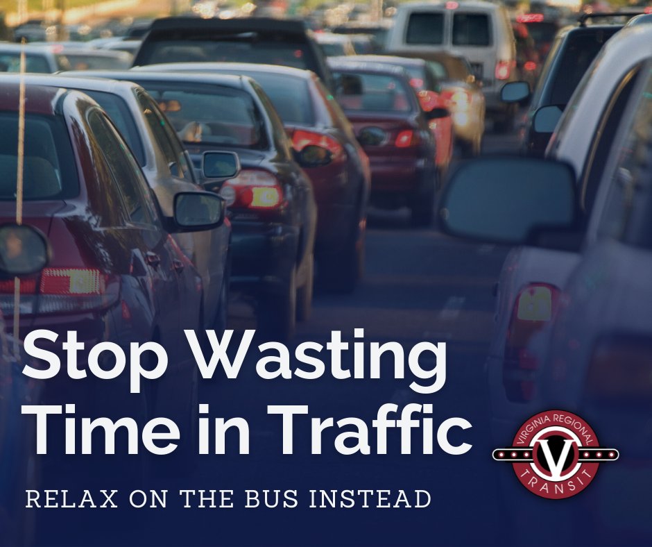 VRT4VA's tweet photo. Sick of wasting time in traffic? Save money and stress by taking the bus! See if there's a route near you at https://t.co/lQcVdMfEIW https://t.co/ck0OL0y1Ox
