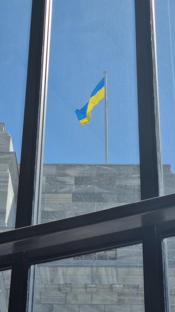 Good to see the New Zealand parliament flying the Ukrainian flag today in support of it's brave people. We stand with Ukraine during this senseless immoral invasion.