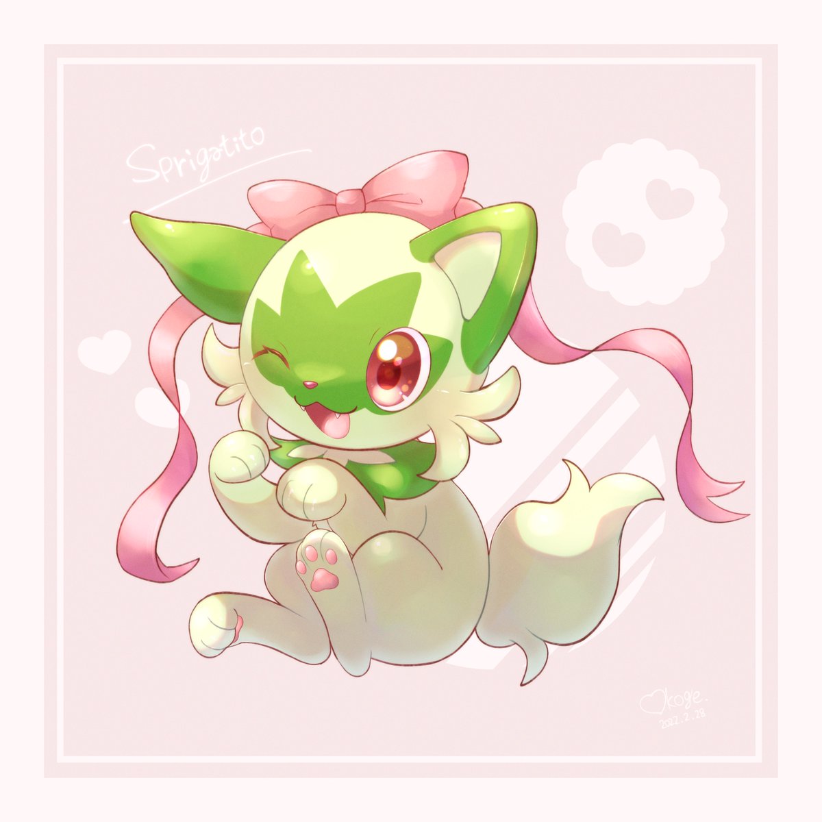 ポケモン「ニャオハちゃんかわいい……🌷
 #ポケモンSV  #Sprigatito 」|おこげのイラスト