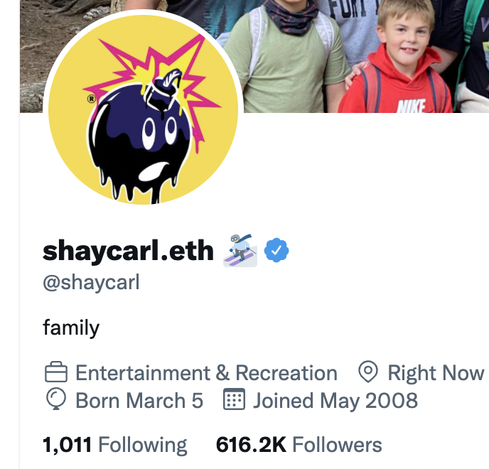 pfpmetrics's tweet photo. PFP Update Alert 🚨 >> @shaycarl dropped his @BoredApeYC for @AdamBombSquad https://t.co/QYJsfMLUiC