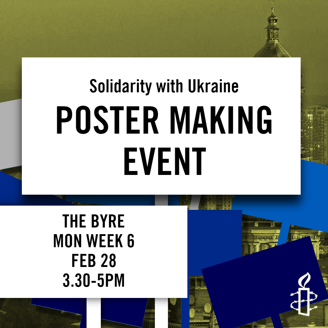 Amnesty International St Andrews is organising a poster event and a vigil tomorrow, <a href="/univofstandrews/">University of St Andrews</a> <a href="/CRSCEES/">CRSCEES St Andrews 🇺🇦</a> please share 
The vigil will take place at St Salvator’s Quad at 5.15 pm on Monday 28 February