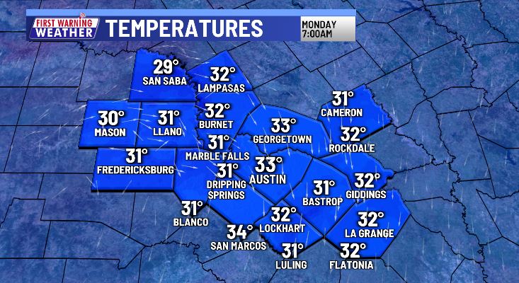 KXAN_Weather's tweet photo. Widespread freeze tonight in what will likely be the last freeze of the season for most if not all of us. Nice warm-up comes this week. https://t.co/97vXeTrXC4