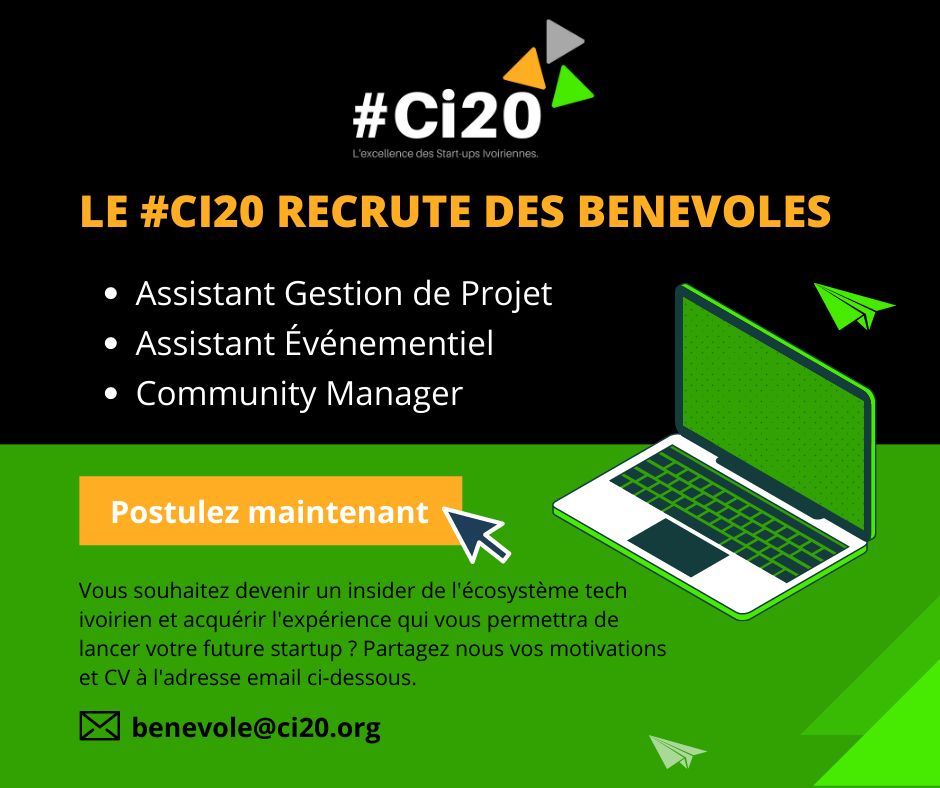 Le <a href="/Le_CI20/">Le #Ci20</a> recrute 🥳
#Startup225 #CIV225 <a href="/Startupciv/">Startup Côte d’Ivoire</a>
