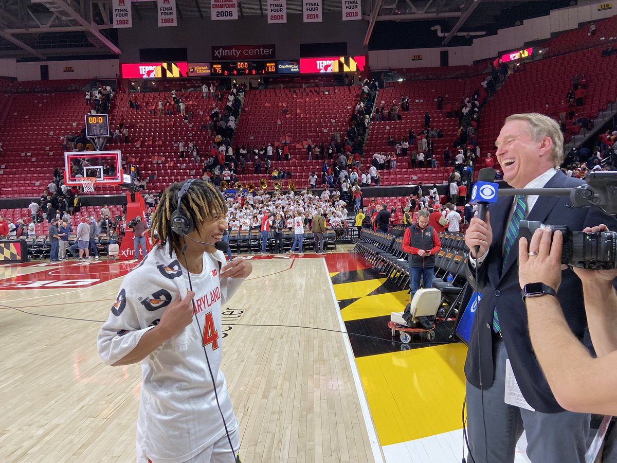 JasonYellin's tweet photo. You know it’s a great day when you are laughing on @CBSSports! What a day for @TerrapinHoops! 🐢🏀 #Fatts #GoTerps https://t.co/4HMjacsoE7