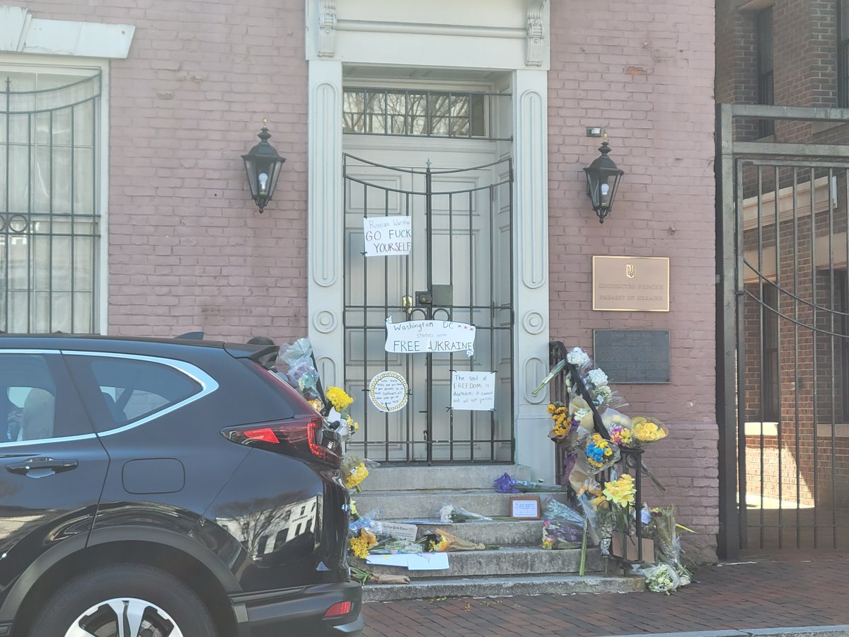 Drove past the Ukrainian Embassy this morning in Georgetown. Ukraine and its people have my full solidarity and support.