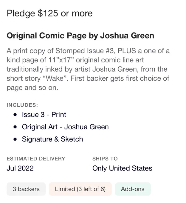 The next two rewards are original art pages from the comic itself. @LVCIFERX drew an absolutely killer 6 page story and at $125 this is an absolute steal. Only 3 pages are left so get on this!

BTW, you should also follow him and check out his panel-day comic COFFINBIRTH. 