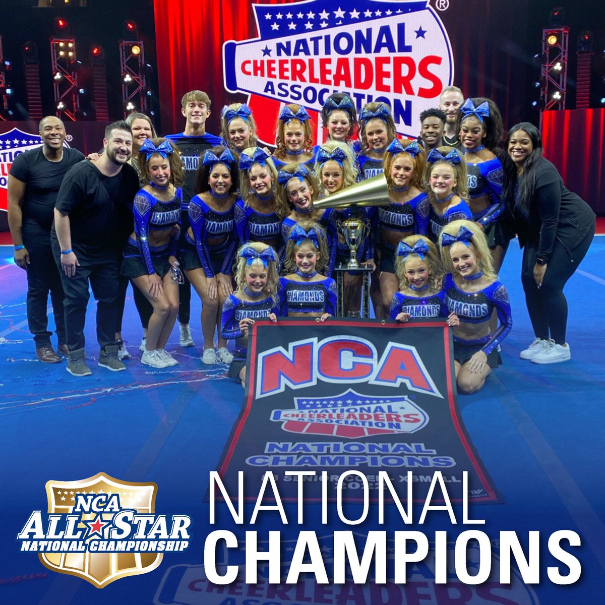 NCAupdates's tweet photo. Congratulations to our National Champions in the L6 Senior Coed XSmall Division — Twist &amp; Shout Diamonds! ✨ #NCAnationals

@twistandshout1 #theworkisworthit https://t.co/gK5sfkYxRS