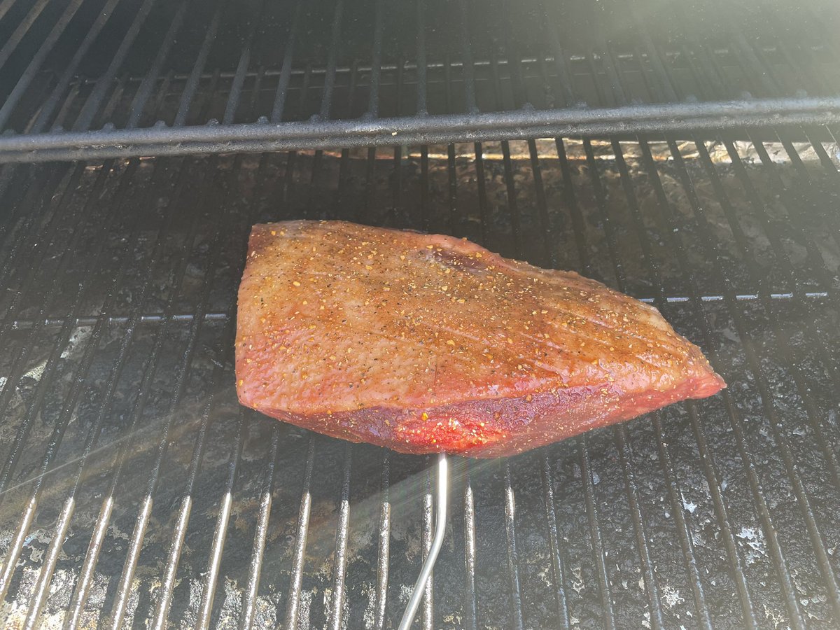 Grumbling_Ogre's tweet photo. @HowToBBQRight I picked up a nice picanha roast from my local butcher and fired up my pellet smoker. How am I doing, boss? https://t.co/g8TXZW8ORr