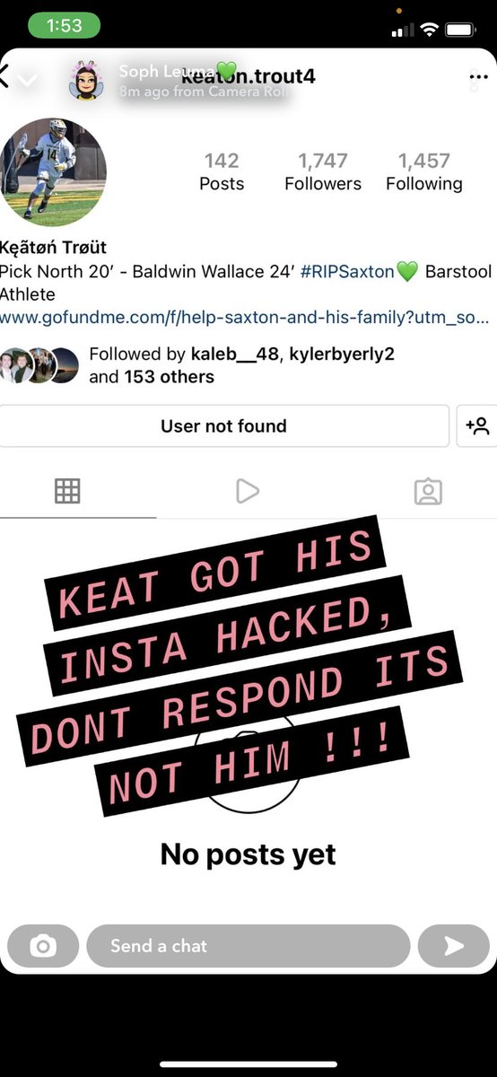 keaton_trout's tweet photo. Don’t respond to my Instagram dms it’s not me and I was hacked! https://t.co/wCa6KQGIOZ
