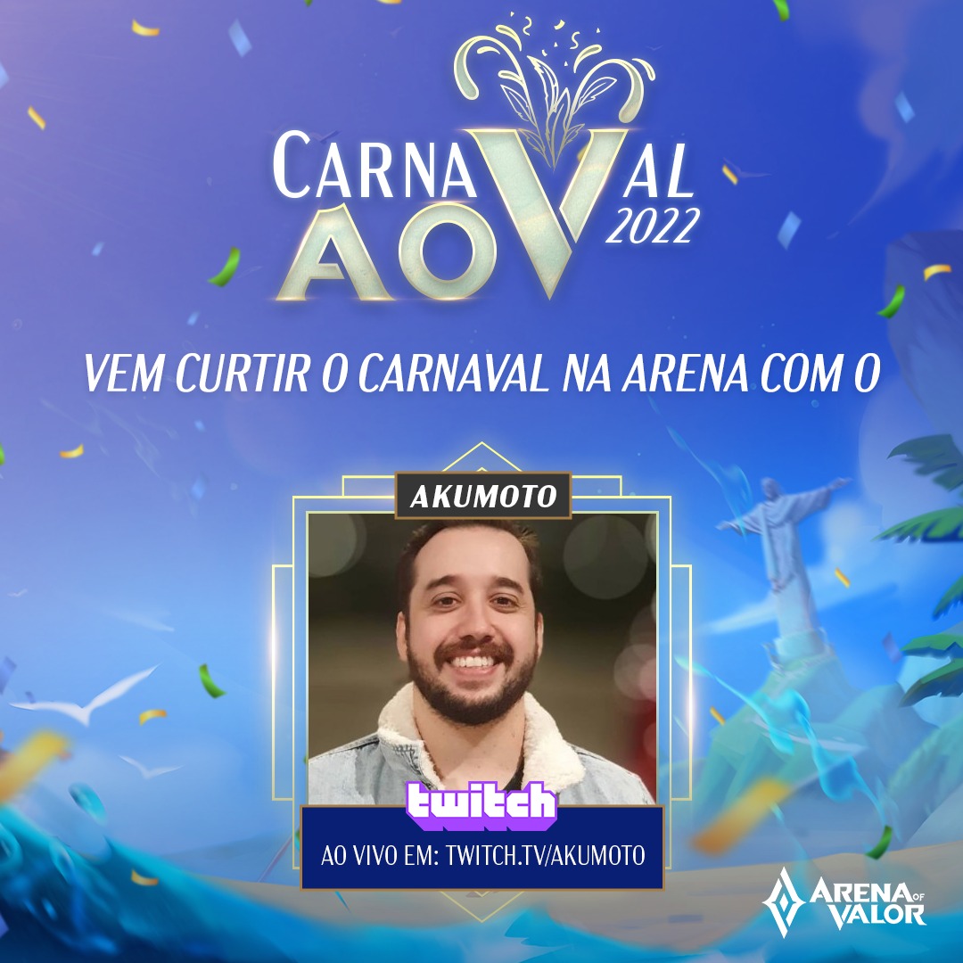 theAKumoto's tweet image. Fala cachorros, Live de @ArenaofValor_BR especial de Carnaval começou! Cola ai naquele pique de vilão

#carnavalnaarena