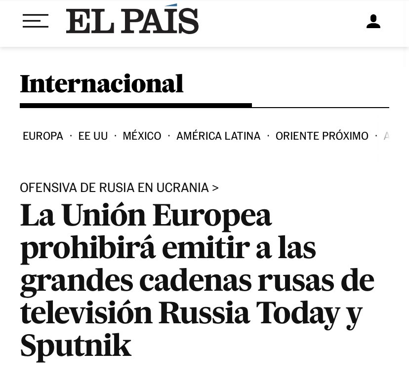 PabloIglesias's tweet photo. ¿Russia Today y Sputnik informan a favor del gobierno ruso? Sin duda, igual que Mediaset y Atresmedia informan a favor de sus propietarios. ¿En un contexto de guerra manipularán? Obvio. ¿Qué significa censurarlos? Que la libertad de prensa es un discurso liberal hipócrita. https://t.co/OhzTkQpdm9
