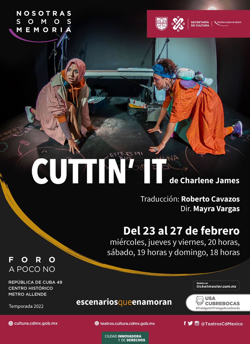 TeatrosCDMX's tweet photo. Dos chicas de familias migrantes comparten un secreto doloroso, descubre cuál es en #CuttinIt de Charlene James esta tarde en el #ForoAPocoNo.
¡ÚLTIMA FUNCIÓN! Boletos en taquilla y Ticketmaster 👉 https://t.co/UBcQgLJKvi
#SomosTeatro #MujerEsEsperanza https://t.co/dmTgP3rEOC