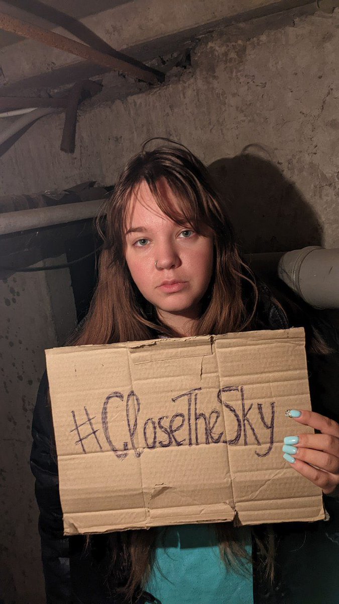 avalaina's tweet photo. We are now in bomb shelters because Kyiv is being shelled by the Russians.  And from this bomb shelters we ask the West to give us the shelter from the sky. #NoFlyZone, please! #StandWithUkraine https://t.co/gH24OOTXNu